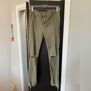 J BRAND Green Ripped Skinny Jeans